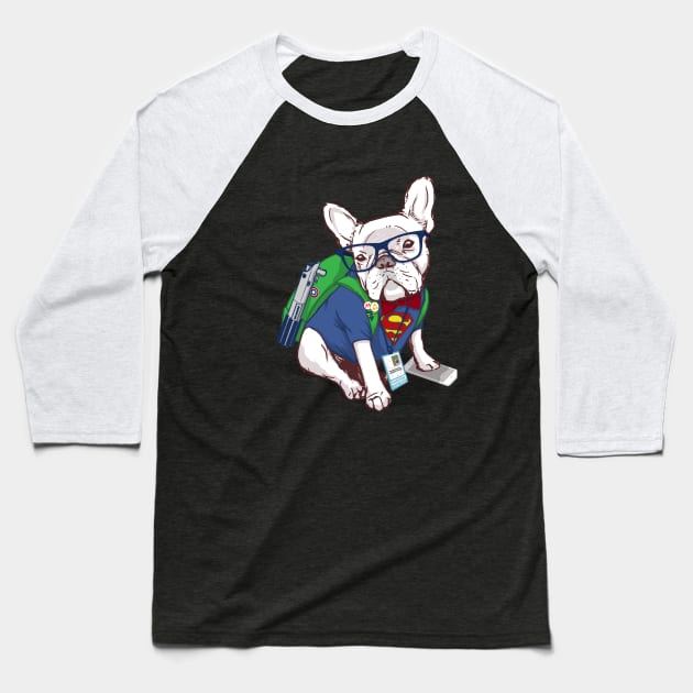 Geek Dog Baseball T-Shirt by flowwestprintandapparel